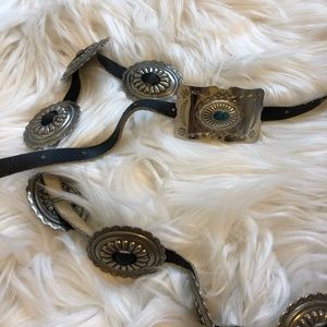 Accessories - Vintage leather torquoise emblem festival belt Accessories - Vintage leather torquoise emblem festival belt
